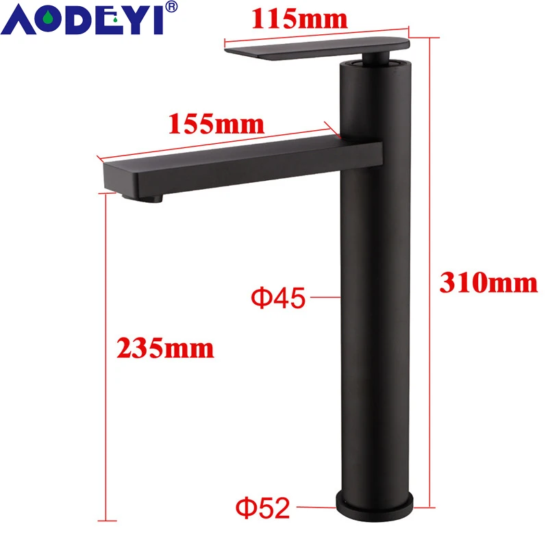 

Single Handle Bathroom Faucet for Countertop Vanity Sink Hot Cold Mixer Tall Tap, 1-Hole Deck Mounted, Brass, Brushed Gold Black