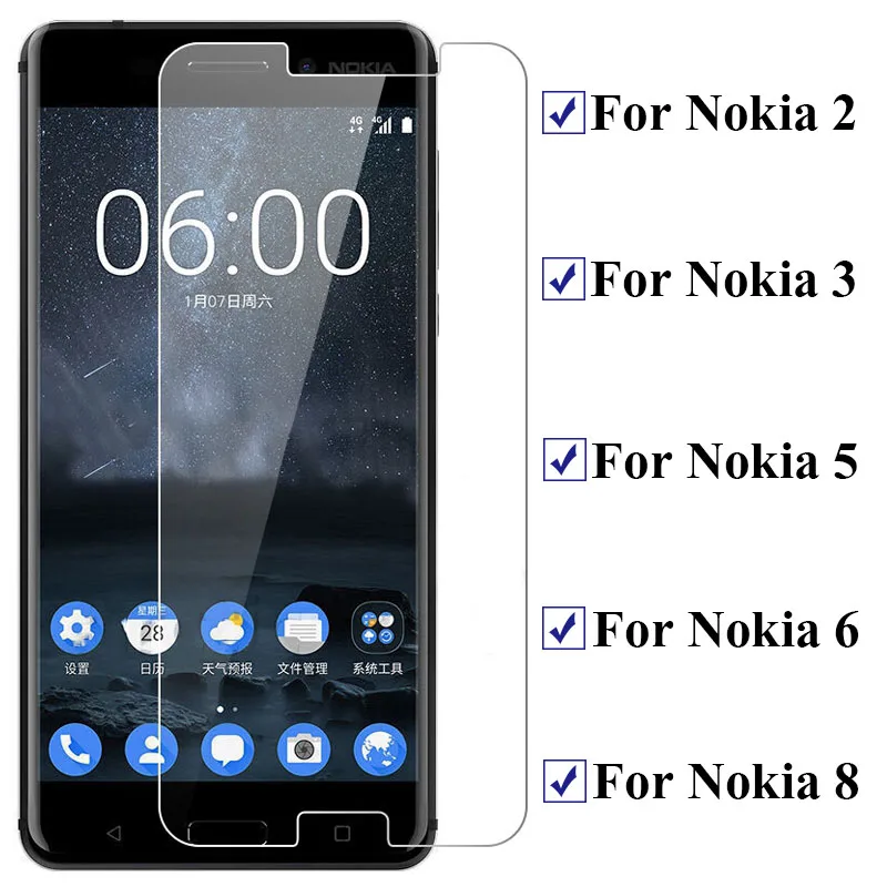 Защитное стекло на Nokia 6 Nokia5 Nokia2 Nokia3 Nokia6 Nokia8 2 3 5 8 Nokio Закаленное пленка Tremp Pelicula es |