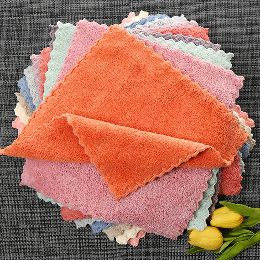Полотенце для рук 4 шт./компл. s маленькое 25x25 см Коралловое флисовое однотонное