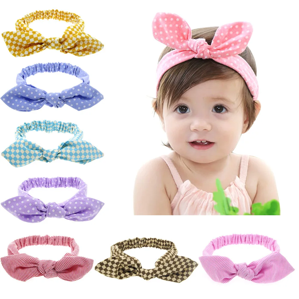 

Kid Girls Headband Polka Dots Striped Plaids Turban Headwear Hair Band HATWO0027