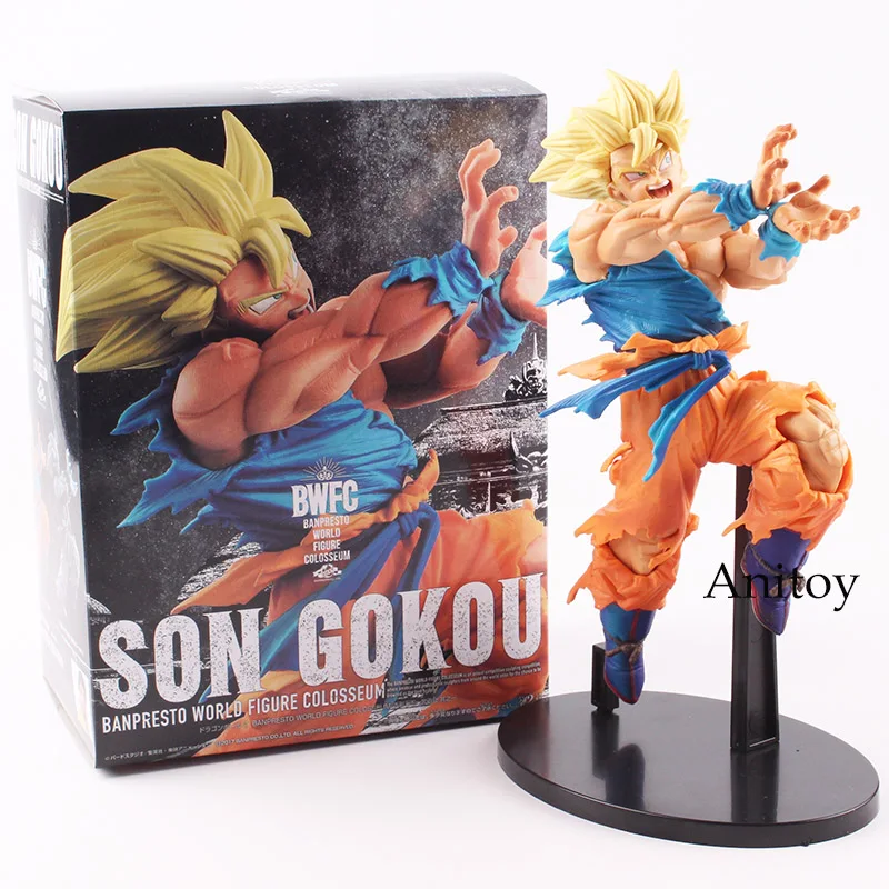 A-with box Dragon Ball фигурка Супер Saiyan Son Goku BWFC BANPRESTO WORLD Figure ПВХ фигурка Коллекционная модель игрушки 20 см KT4795 - Цвет: A-with box