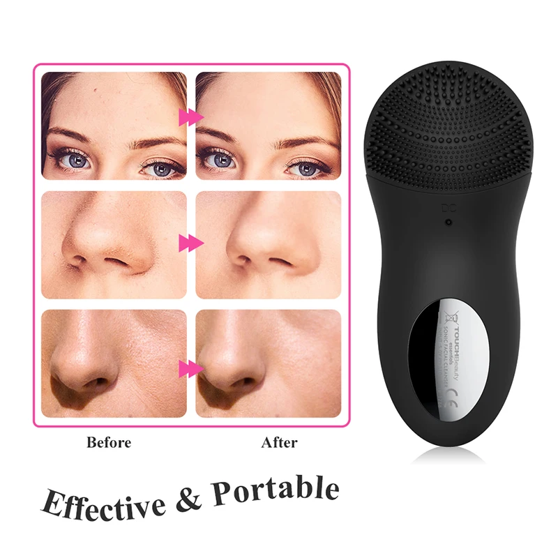 TOUCHBeauty Очищающая щетка для лица, звуковая вибрация, очиститель для лица, двухсторонний силиконовый глубокий очиститель пор, массажер для лица, TB-1788B