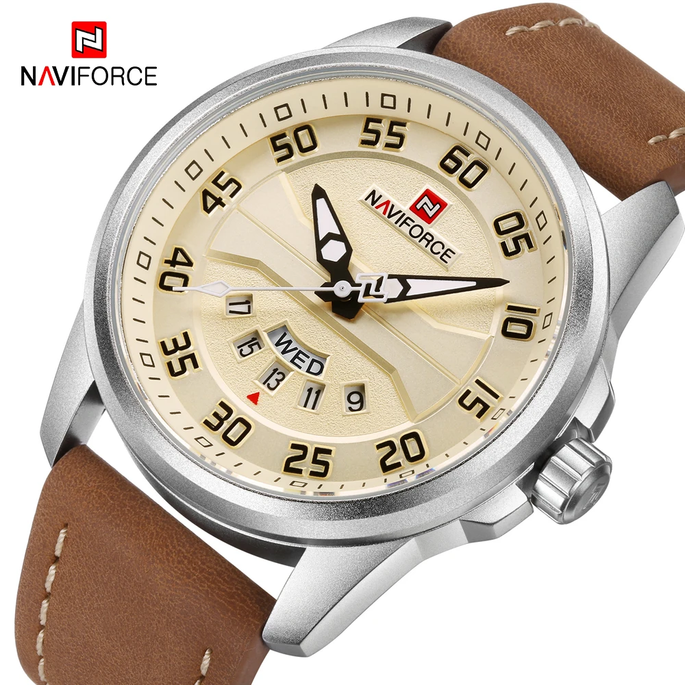 NAVIFORCE Top Brand Luxury Military Quartz Watch Men Casual Waterproof Leather Sport Wristwatch Mens Watches Relogio Masculino | Наручные