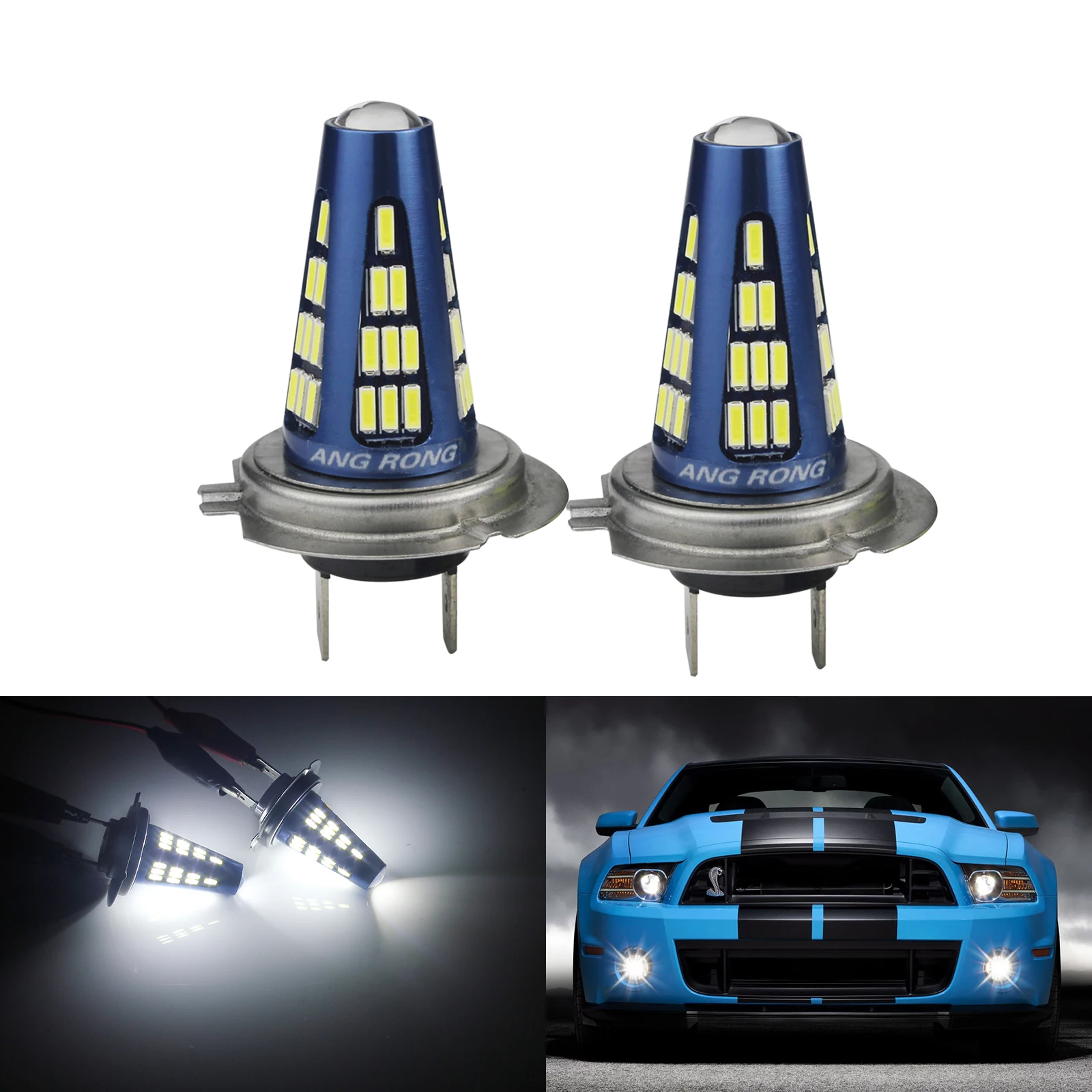 ANGRONG 2x6000 K белый высокой мощности H7 светодиодный 499 45 Вт 48 SMD светодиодный головной светильник главный ведущий светильник противотуманная фара 9-30 в DC