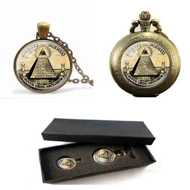 

Vintage Symbol Masonic Illuminati Antique Print Illustration Poster Glass Pendant Necklace pocket watch with free box