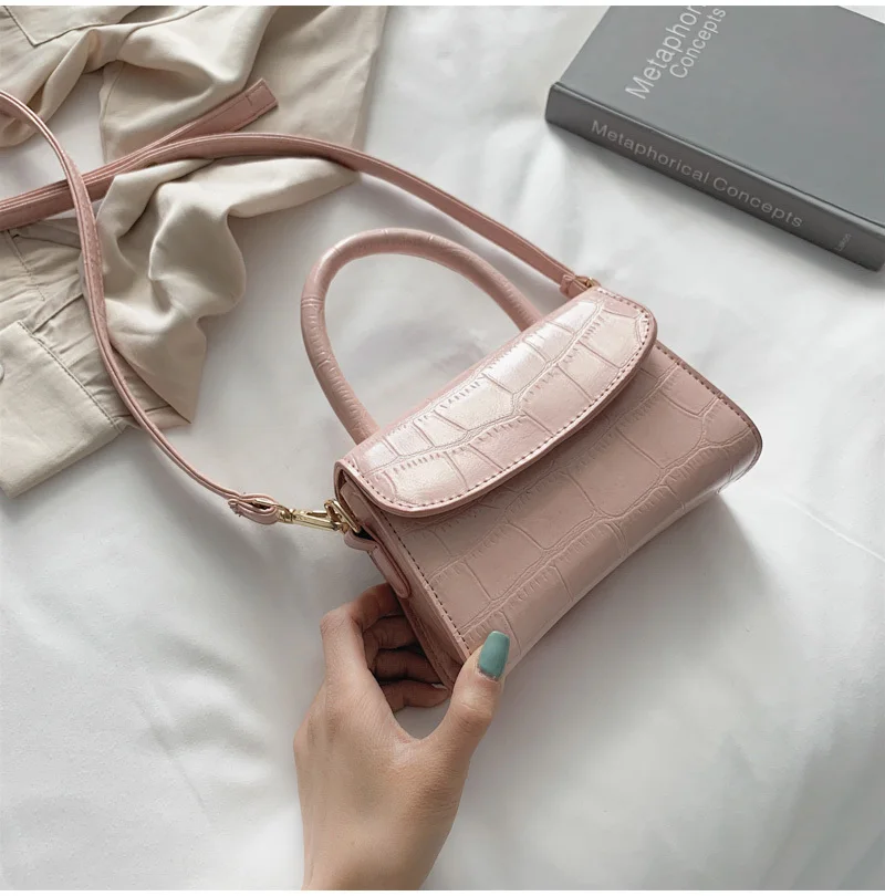 pink colour Новинка, женская сумка с крокодиловым узором, Сумка с клапаном, дизайнерская сумка через плечо, черные вечерние клатчи OC593 - Цвет: pink colour