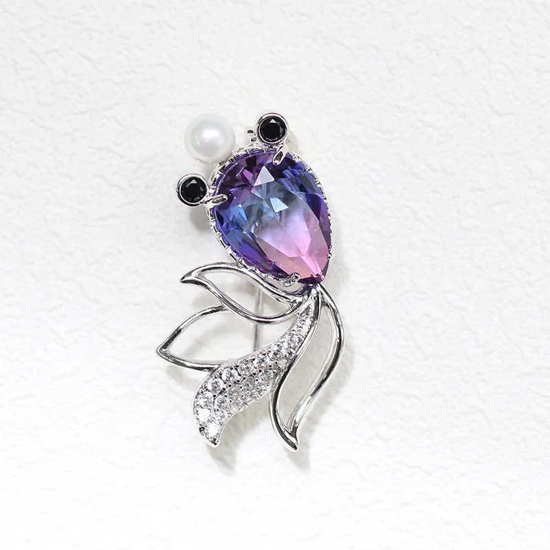 Multicolor crystal goldfish collar needle anti-light men and women small pin brooch for | Украшения и аксессуары