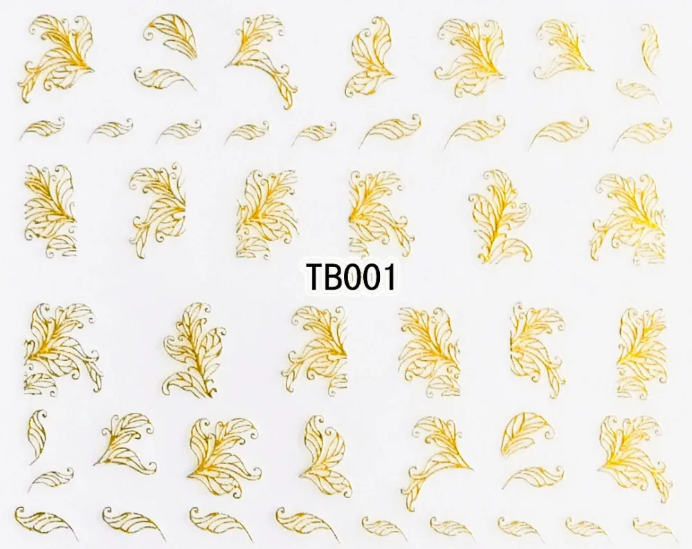 Цвета: золотистый серебристый самоклеющиеся 3D ногтей Наклейка Татуировка масло