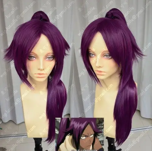 Bleach Shihouin Yoruichi 60 см фиолетовый Лолита Косплэй вечерние парик ж/хвост