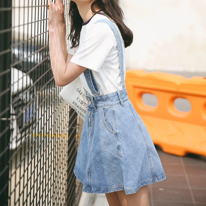 Юбки женские летние 2020 корейская мода Харадзюку Джинсовая юбка Съемная застежка