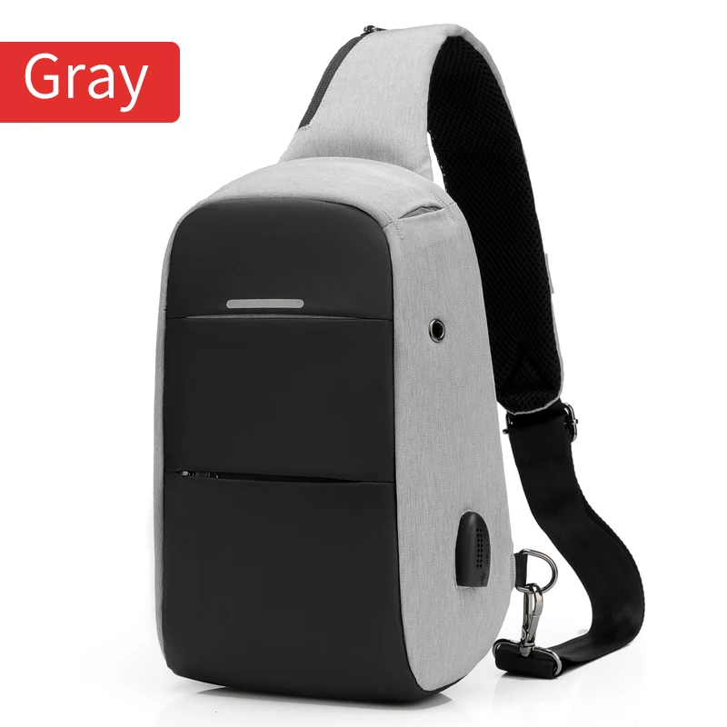 gray BLds usb зарядка Одна сумка через плечо мужские сумки через плечо мужские водонепроницаемые нагрудные сумки на лямках новые сумки через плечо - Цвет: gray