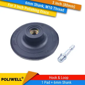 Обратная шлифовальная накладка с резьбой M10, 3 дюйма (80 мм), хвостовик 6 мм для алмазных полировальных дисков с крючком и петлей 3 дюйма, каменные абразивные аксессуары