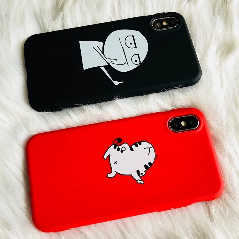 Kerzzil Funny Cartoon Animal Cat Phone Case For iPhone X 6 10 Finger TPU Cover Abstract Matte Cases 7 6S 8 Plus | Мобильные телефоны