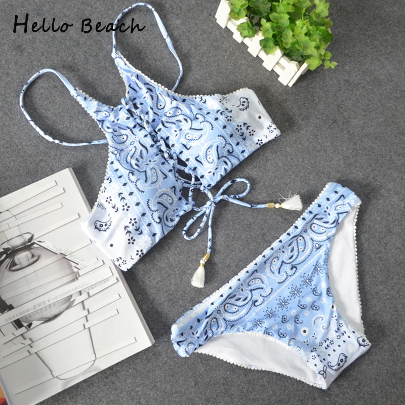 Hello Beach 2018 женское бикини Женский Бандаж с цветочным принтом купальник женские
