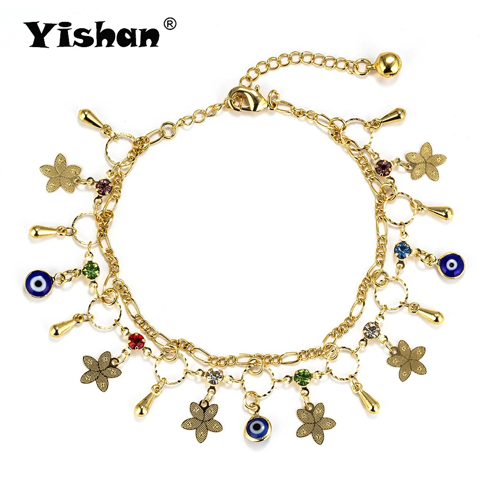 Yishan 1 шт. медная подвеска-цветы на цепочке ножной браслет Летняя Пляжная бижутерия для ног модные стильные женские браслеты для щиколотки EY6132