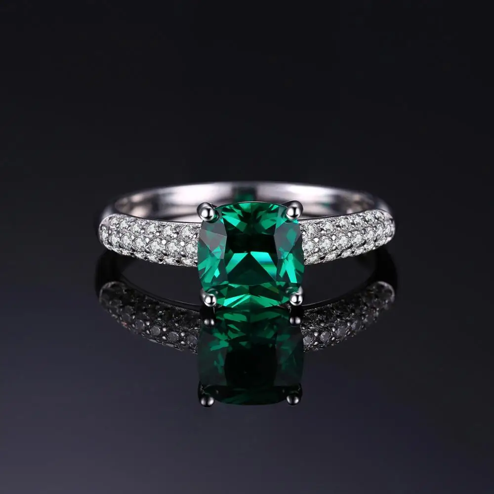 JewelryPalace подушки 1.8ct зеленый создан Изумрудный Пасьянс обручение кольцо для женщин 925 пробы Серебряное ювелирные украшения
