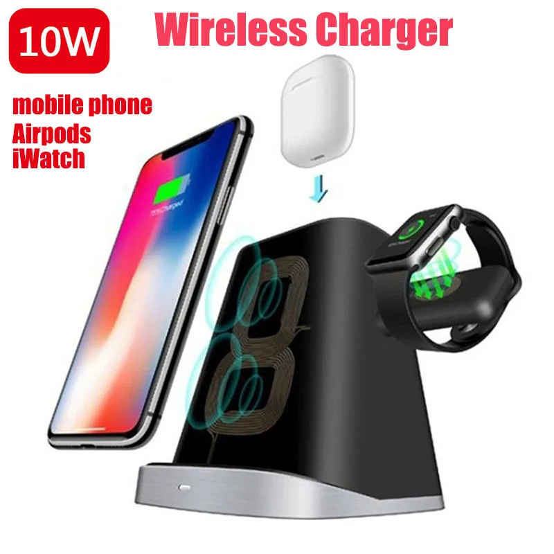 Беспроводное зарядное устройство для iPhone X XS Max 10 Вт Беспроводная зарядка для Apple Watch Airpods USB Qi зарядное устройство для samsung S10 S9 S8