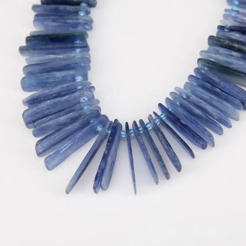 Slice Loose Bead Blue Kyanite Top Drilled Stick Points Pendants Beading Jewelry strand Raw Natural Stone Spike Necklace | Украшения и