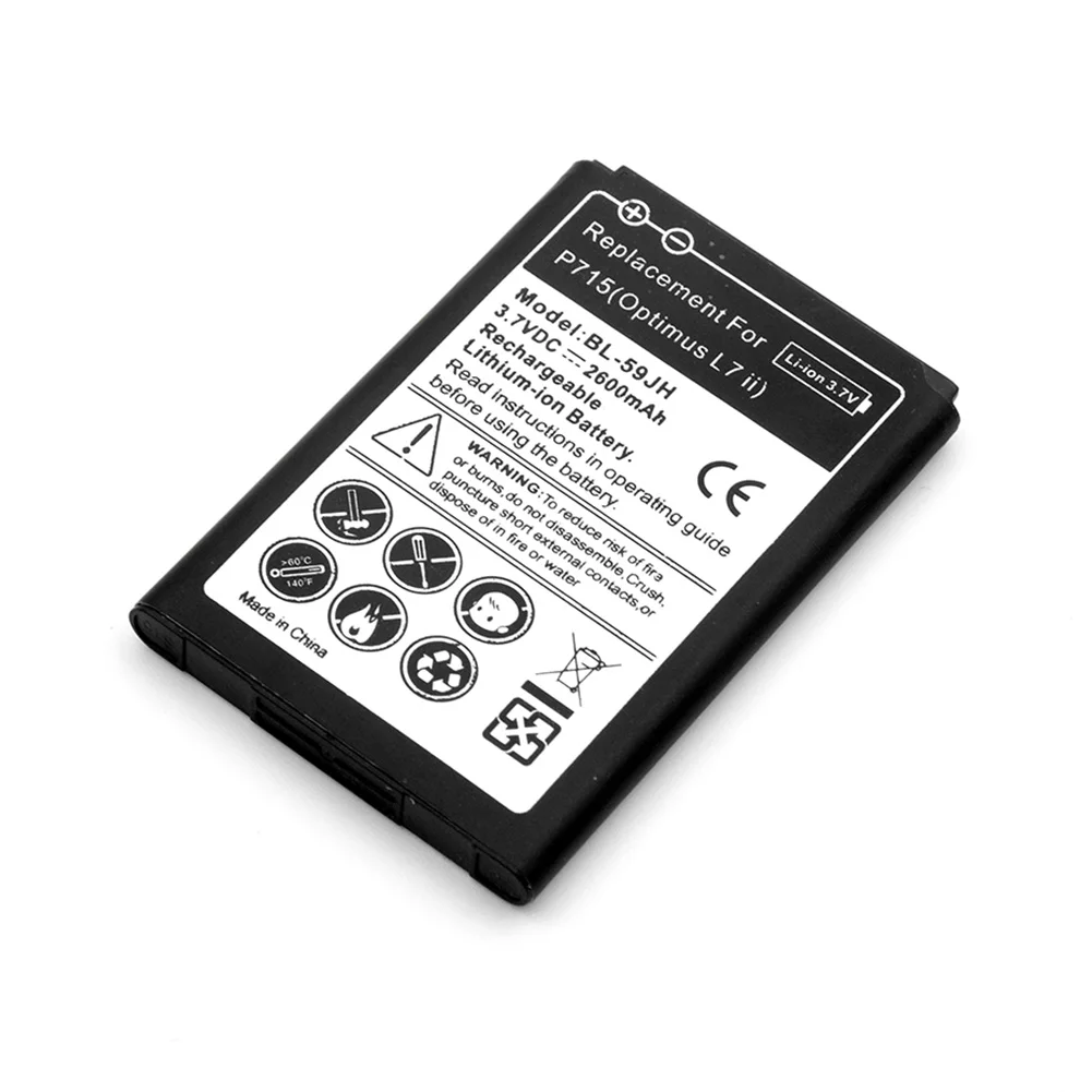 Литий 3,7 V 2600 мА/ч, BL-59JH BL59JH Батарея BL 59JH для LG P715 или рюкзак с изображением трансформеров оптимуса L7 II Ludid2 F3 F5 P713 P710 телефон Батарея