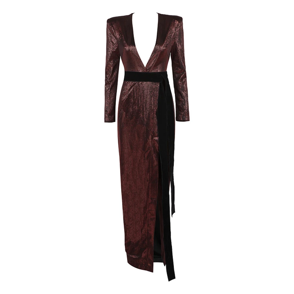 Женское платье с длинным рукавом длинное блестками и бусинами 2020|runway dress|women maxi