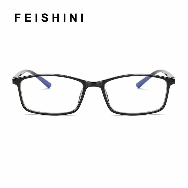 FEISHINI прямоугольная радиационная защита для женщин оправы для очков Анти-синий HD визуальный Анти-усталость очки для чтения оправы для мужчин