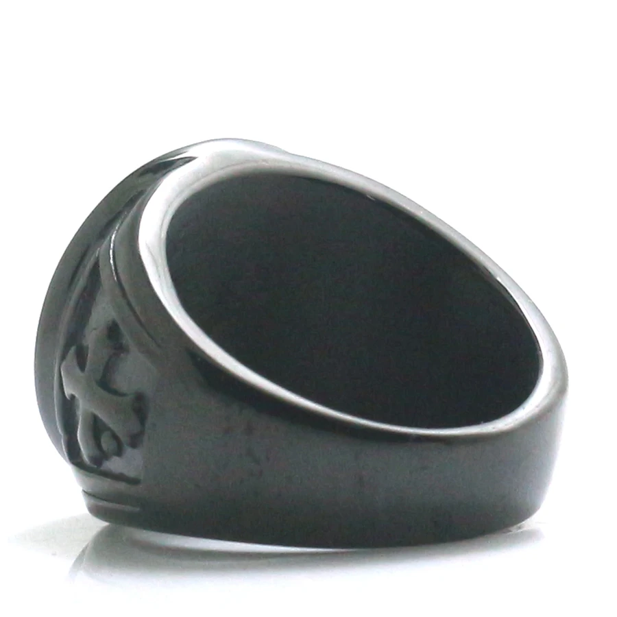 Мужское черное кольцо с крестом из нержавеющей стали 316L|Кольца| |