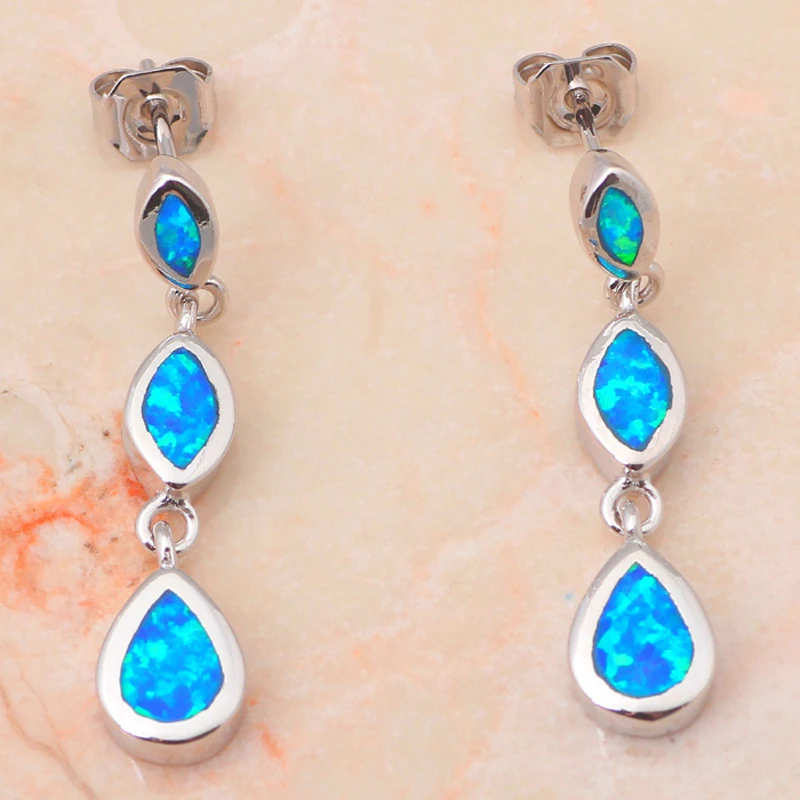 3.62 г романтический стиль Оптовая и розничная Синий огненный опал Серебро штамп