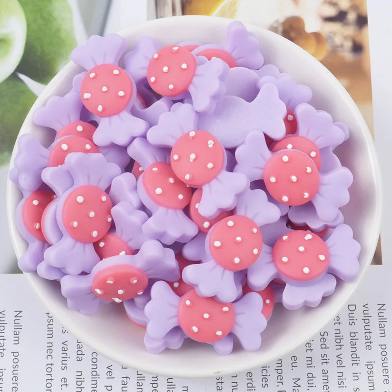 Purple 10 шт./упак. милые цветные плоское украшение из смолы искусственные Конфеты DIY принадлежности Декоративные аксессуары для одежды украшения для волос материалы для рукоделия - Цвет: Purple