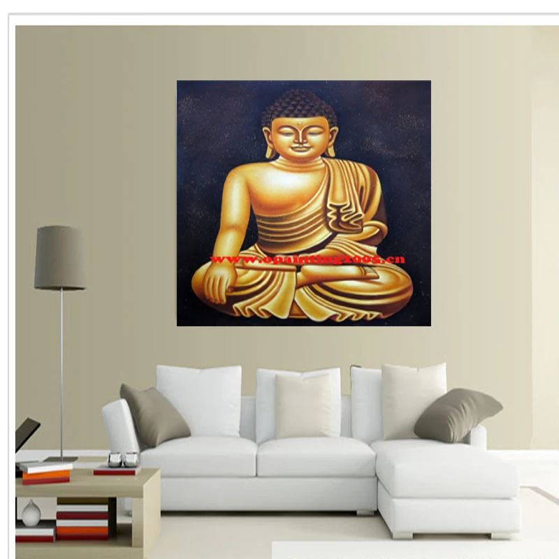 Ручная роспись Золотой Будда картина маслом на холсте настенная живопись для