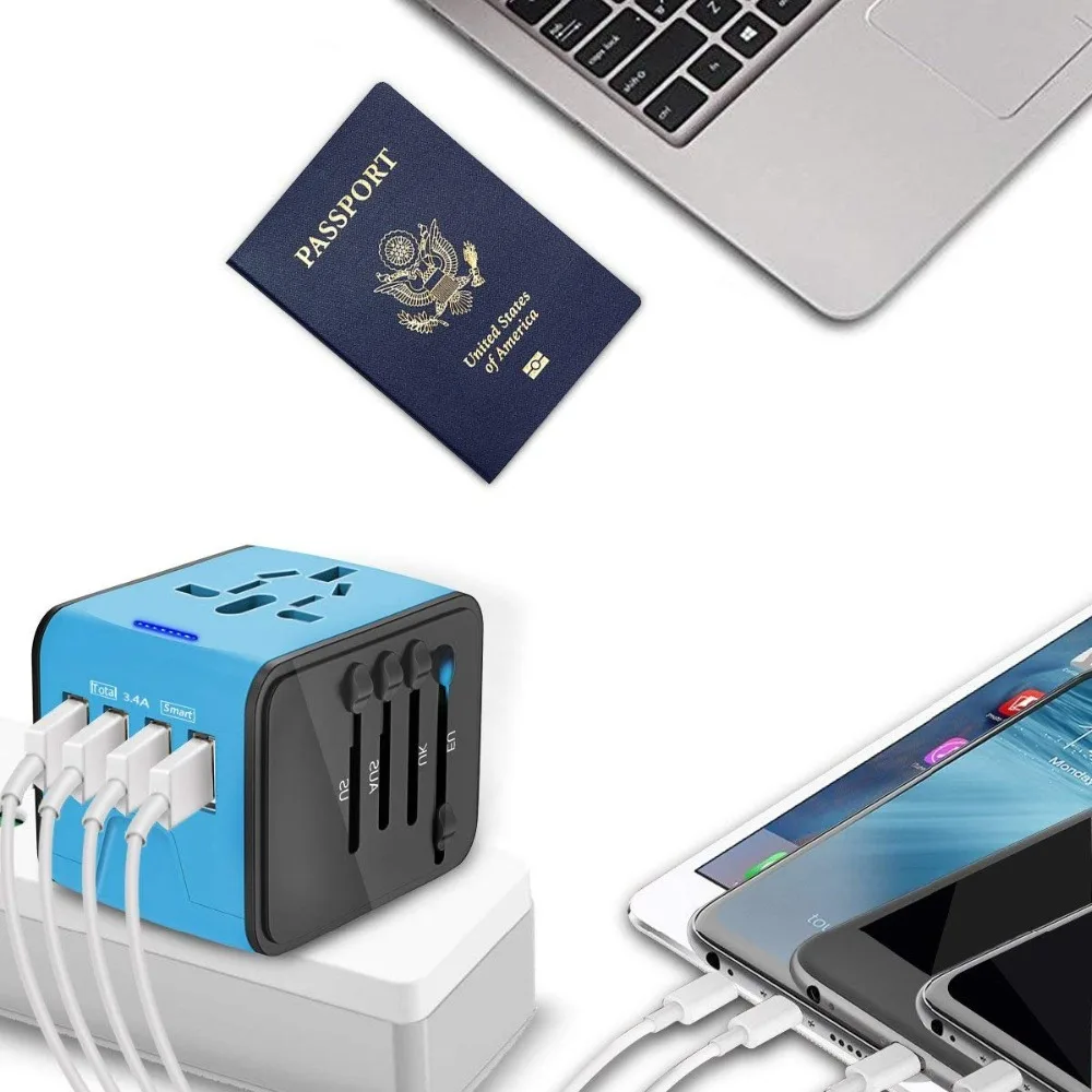 LONGET дорожный адаптер Международный Универсальный адаптер питания с 4 USB по всему миру настенное зарядное устройство для Великобритании/ЕС/US
