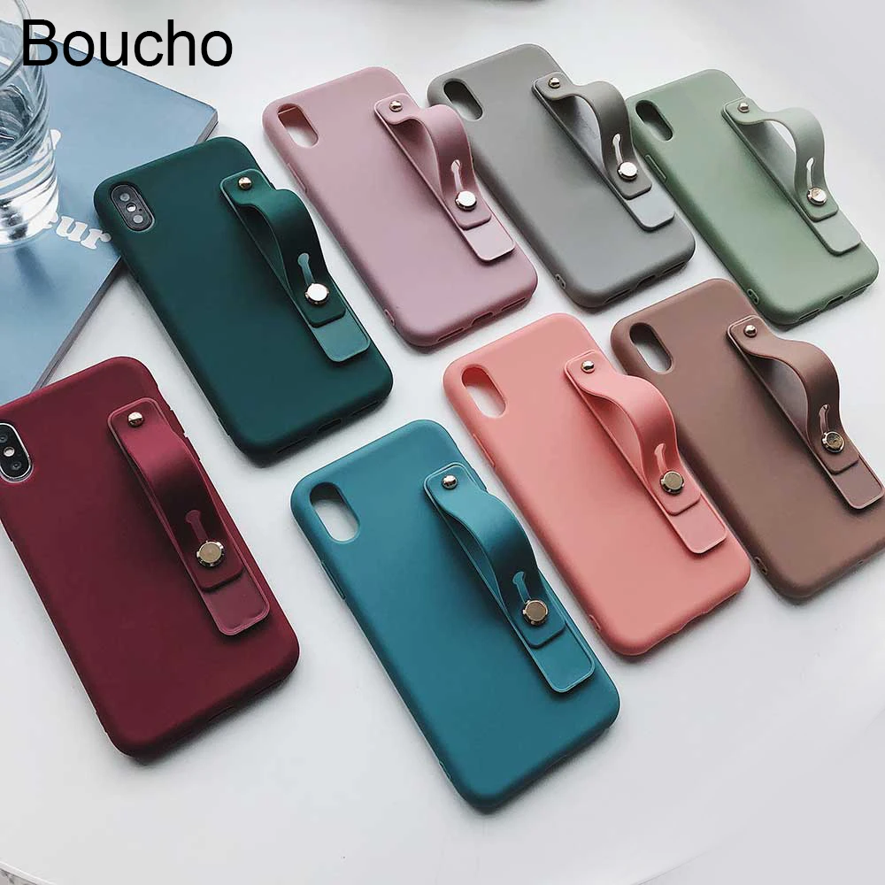 Чехол Boucho для телефона с ремешком на запястье iPhone 12 11 Pro Max 8 7 6s Plus X XR XS SE мягкий