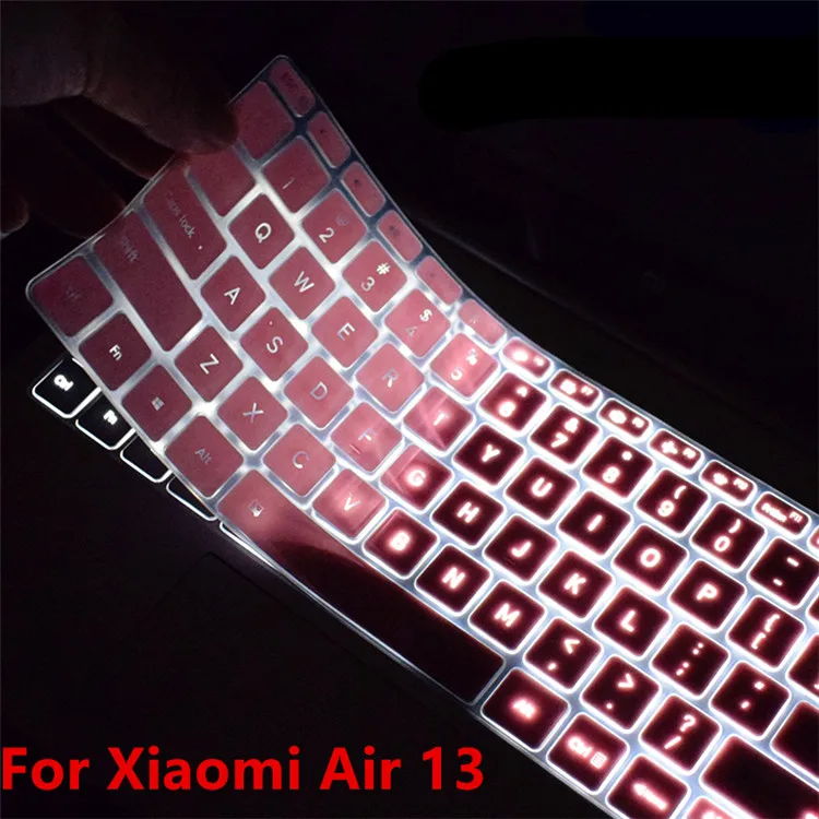 Pink 13 inch Цветная прозрачная силиконовая клавиатура для Xiaomi Air 12,5 13,3, Водонепроницаемая клавиатура для ноутбука Xiaomi Air 12, 13 дюймов - Цвет: Pink 13 inch