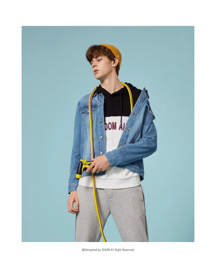 SEMIR джинсовая куртка для мужчин jaqueta masculino хлопковая одежда модные куртки Уличная Весенняя классическая мужская куртка