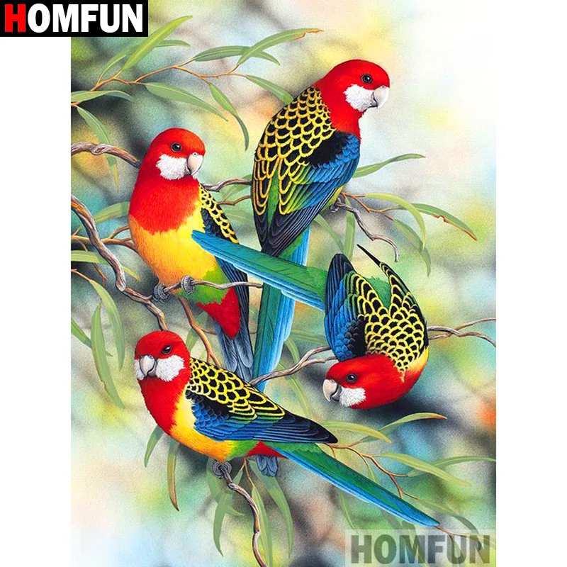Алмазная 5d-картина HOMFUN попугай вышивка крестиком с полными квадратными/круглыми