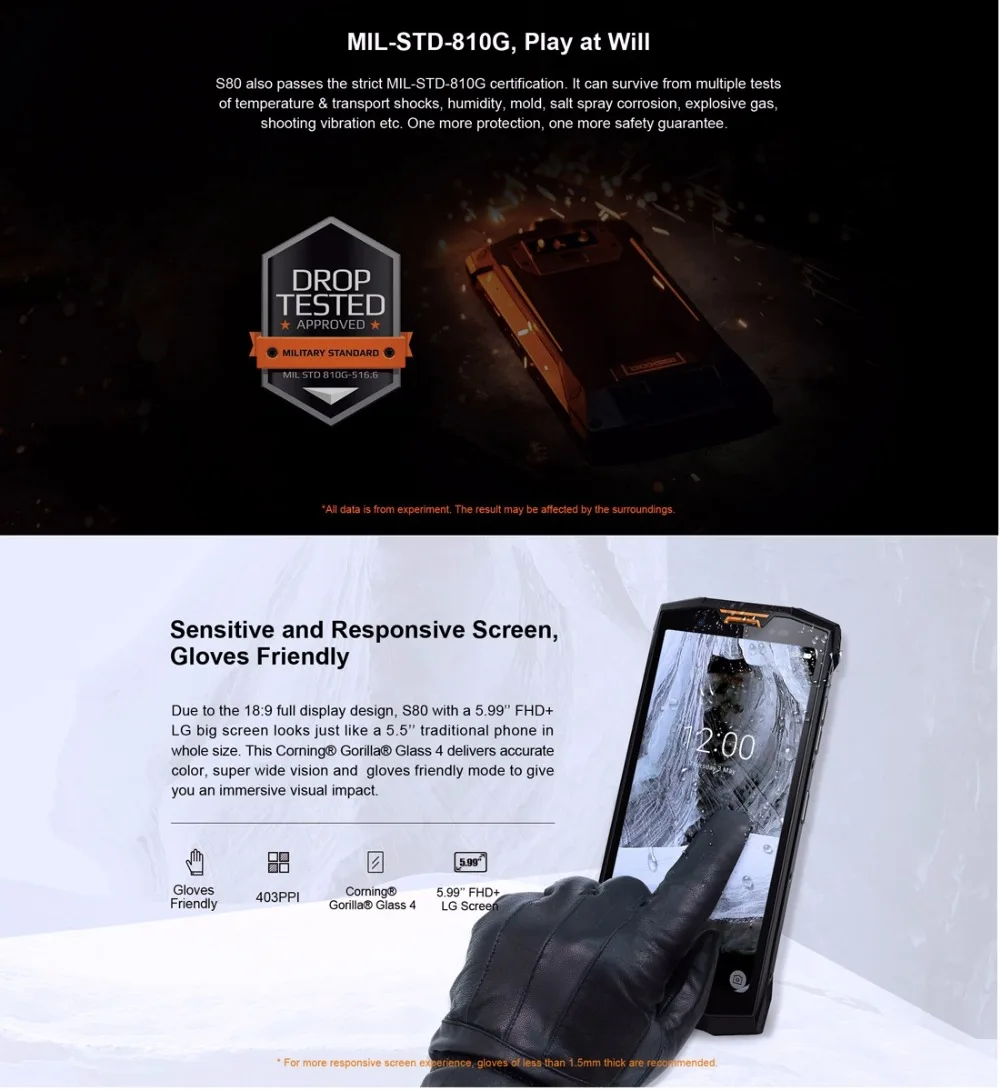 DOOGEE S80 смартфон IP68 IP69K водонепроницаемый 5 99 &quotMT6763T Восьмиядерный 6 ГБ + 64 Гб