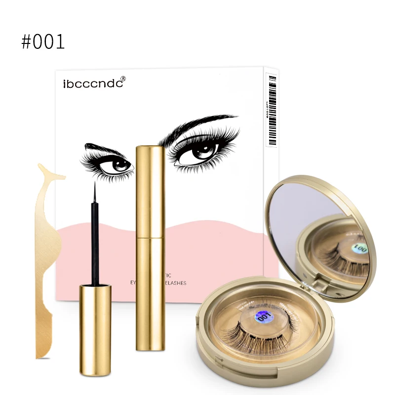 Magnetic Liquid Eyeliner Set Easy To Wear Strong Suction Magnetic Eyelashes with Tweezer Waterproof Eyeliner Makeup TSLM2