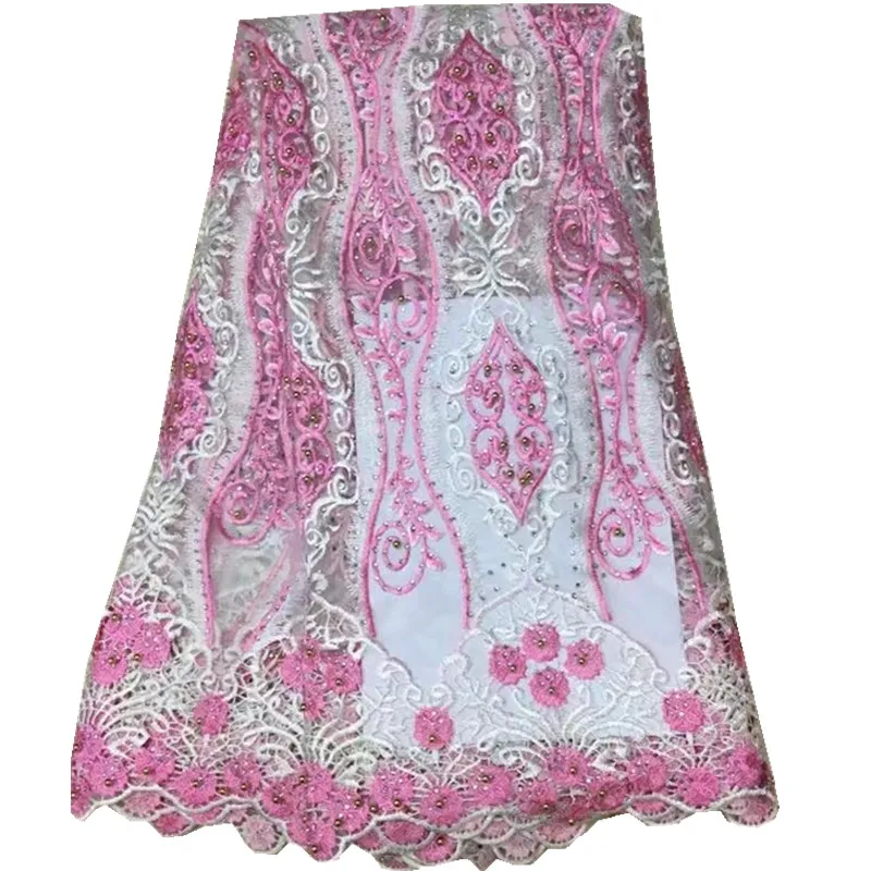 2017 Бесплатная доставка африканская Кружево Ткань высокое качество Вышитый Тюль