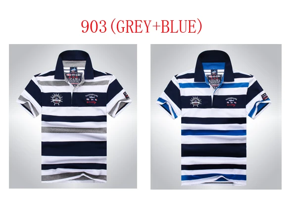 903grey-903blue Новое поступление, рубашка поло, брендовая, в полоску, умная, повседневная, Tace& Shark Polo, мужская, высокое качество, летняя, дышащая, camisa Polo - Цвет: 903grey-903blue