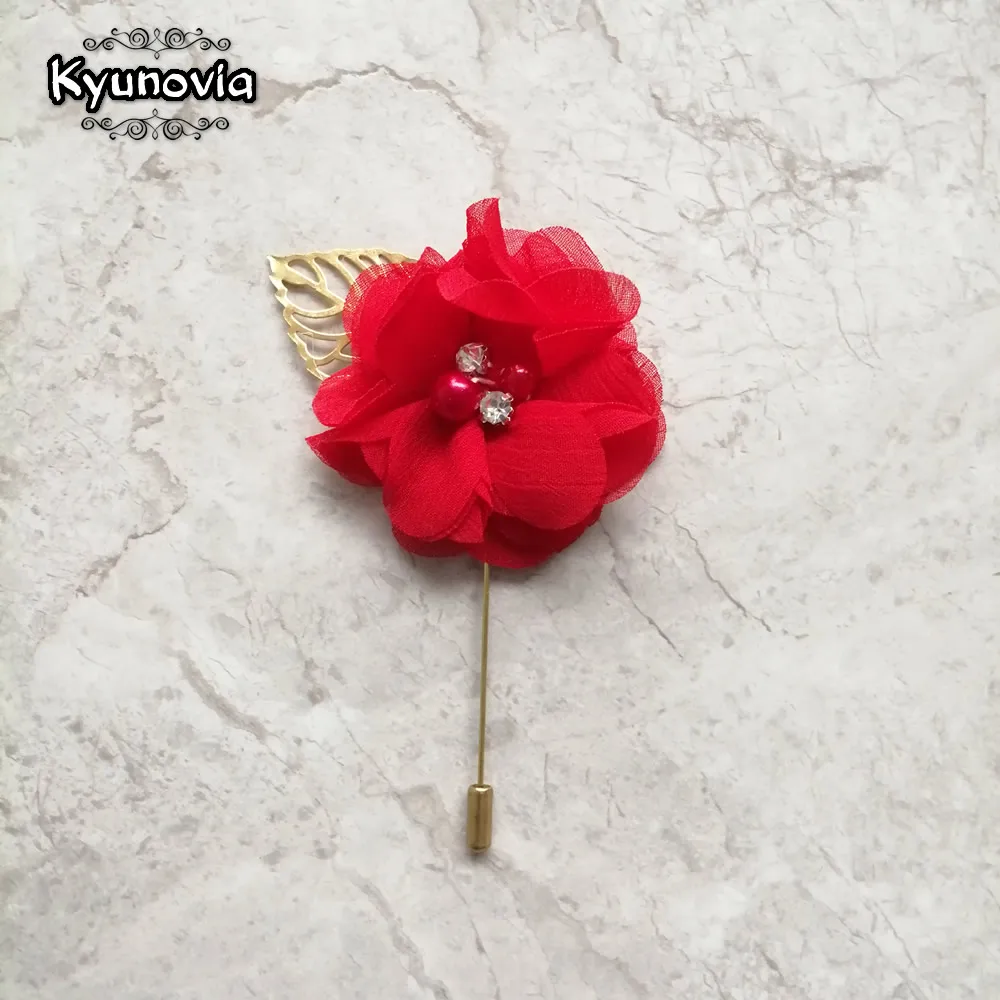 Золотистая бутоньерка Kyunovia с листьями и цветами броши для мужчин женщин