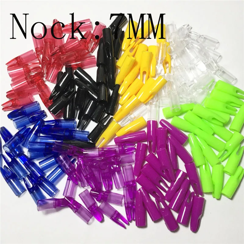 

OBAADTF 100 Pcs/lot Cone Archery Arrows Nocks Plastic Outwear Tail Used For OD 7mm Hunting Arrow Wooden Shafts