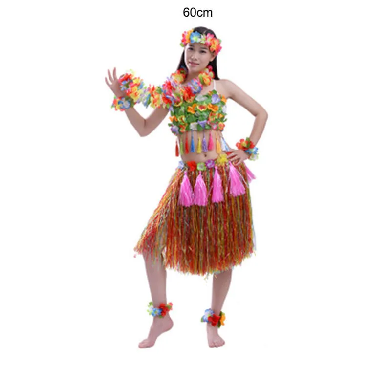 60cm rainbow 8 шт./компл. 60/80 см шифрование на полную фигуру, юбка для танца "Хула" высокое качество Hawaiia леди юбкой «хула» костюмы праздничные вечерние поставки - Цвет: 60cm rainbow