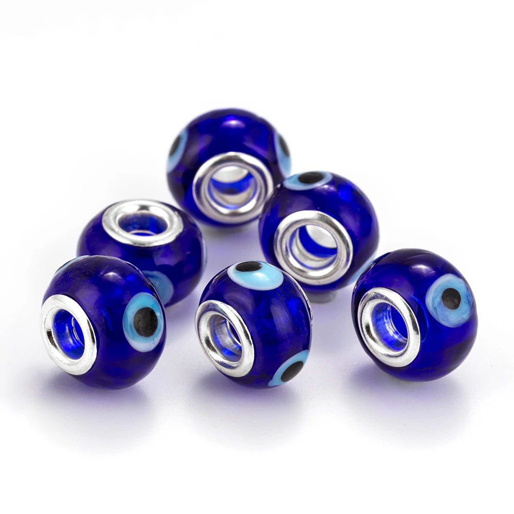 10 шт./лот круглые бусины из голубого стекла MEIBEADS с лампанами под глаза большими