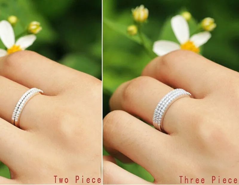 COLORFISH простой матч обручальное кольца для женщин Micro Pave AAA кубического циркония Jewelry 925 пробы серебро тонкий Вечность кольцо
