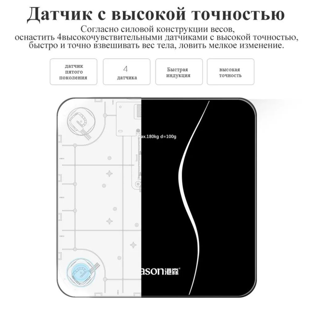 GASON A2 Ванная комната стеклянные весы Smart бытовые электронные ЖК дисплей Дисплей