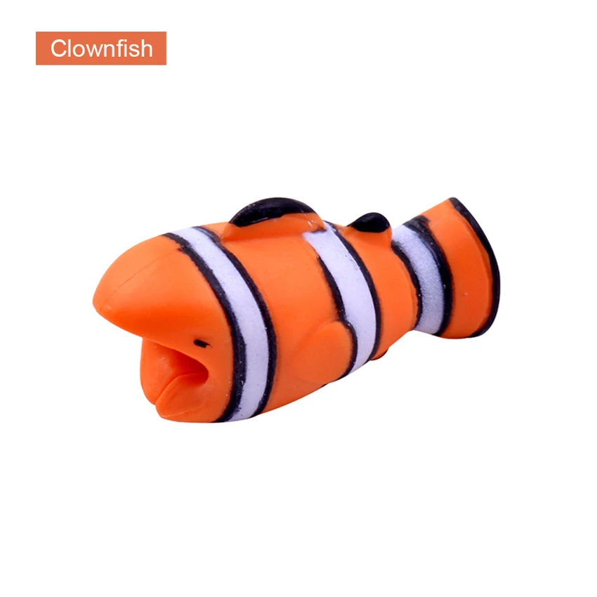Clownfish CHIPAL большой укус животных кабель протектор для iPhone USB органайзер для кабеля данных зарядное устройство моталки Chompers Акула панда мультфильм укусы - Цвет: Clownfish