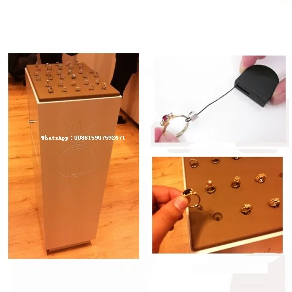 50 шт/Партия Ювелирные изделия безопасности выдвижной pull box tethers, противоугонная Выдвижная pull box, противоугонное кольцо дисплей