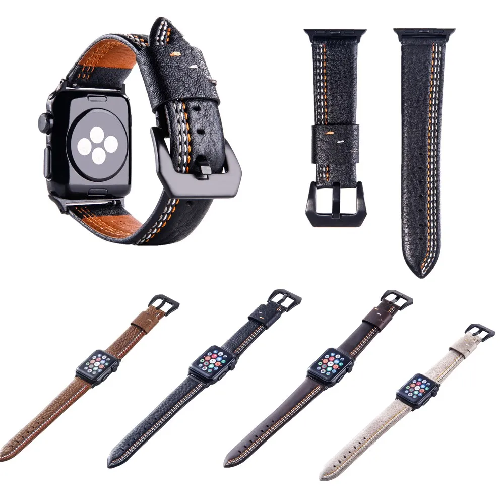 Fashion Quality Leather Strap for Apple Watch Series 5 4 3 2 1 Buckle Watchband 38 42mm iWatch Replacement Band 40 44MM | Наручные часы