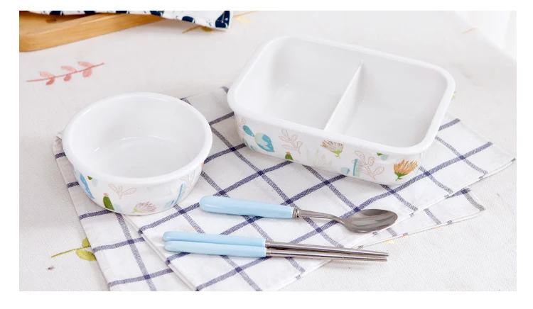 Kawaii Panda керамический Ланч-бокс с сумками Procelain Bento Ланчбокс с ложкой портативный контейнер для еды посуда Set-ZX0485