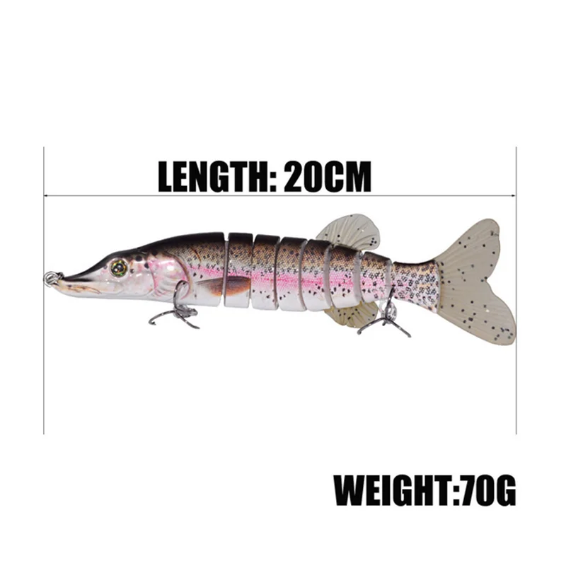 Большой размер 20 см 70 г Swimbait grankbait жесткая наживка 8 сегментов приманки для