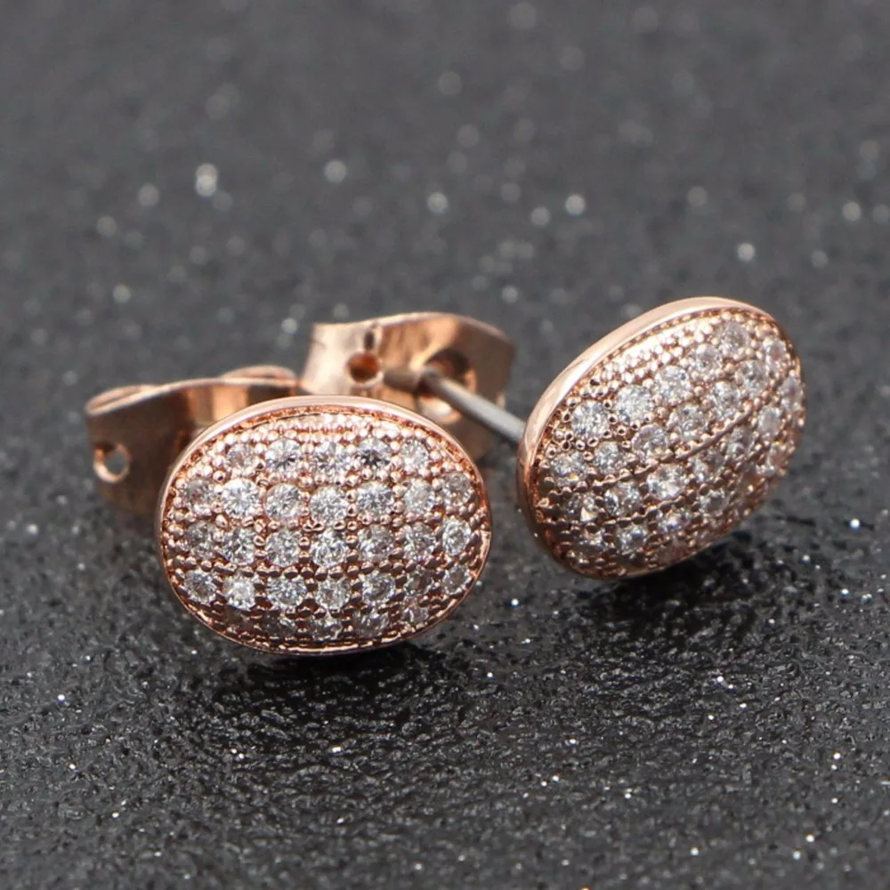 HeeZen большие овальные позолоченные серьги-гвоздики розового и золотого цвета с